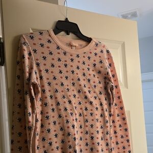 Pink penguin🐧Long Sleeve Top W/ Snowflake❄️large vintage  women's So Cute Therm